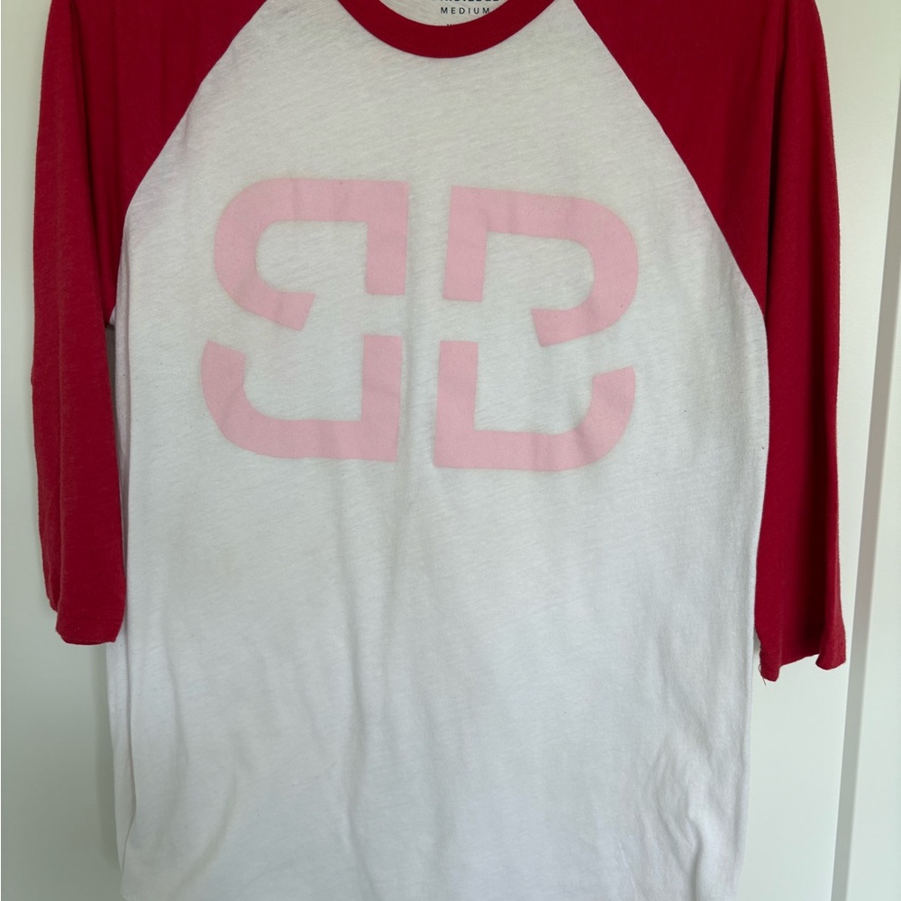 Red and White Long Sleeve Baseball Tee